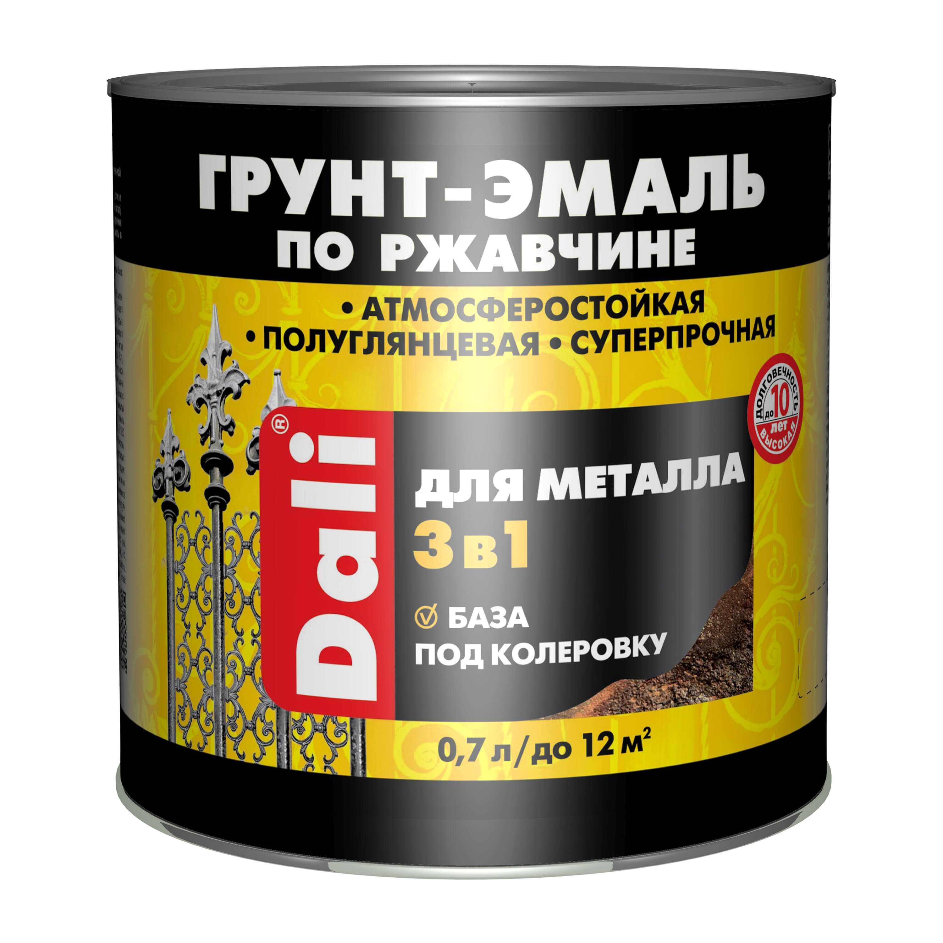 Грунт-эмаль DALI по ржавчине 3в1 База под колеровку BW 0.7л
