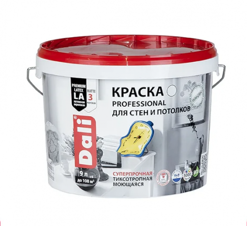 Краска DALI интерьерная акриловая для стен и потолков прозрачная 9л