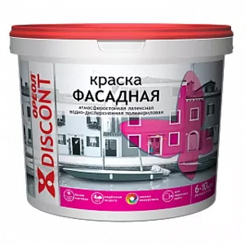 Краска Ореол Дисконт фасадная атмосферостойкая воднодисперсионная фото