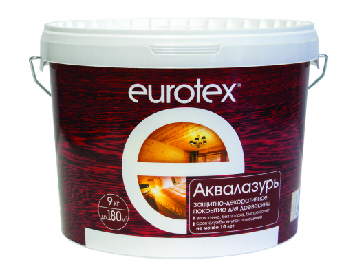 Защитно-декоративное покрытие для древесины EUROTEX АКВАЛАЗУРЬ ваниль 9л