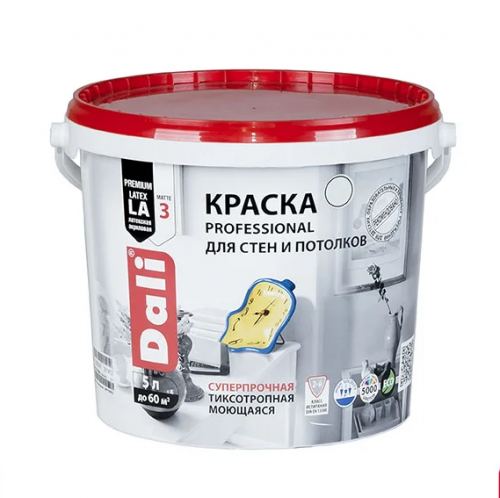 Краска DALI интерьерная акриловая для стен и потолков прозрачная 5л