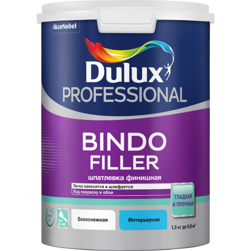 Dulux BINDO FILLER финишная шпатлевка под покраску и обои белый 1.5кг