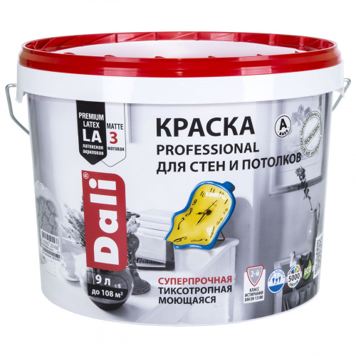Краска DALI интерьерная акриловая для стен и потолков белая 9л