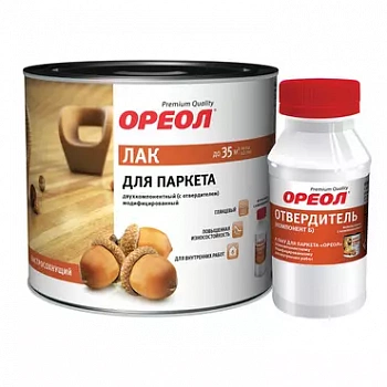 Паркетный лак Ореол двухкомпонентный с отвердителем фото