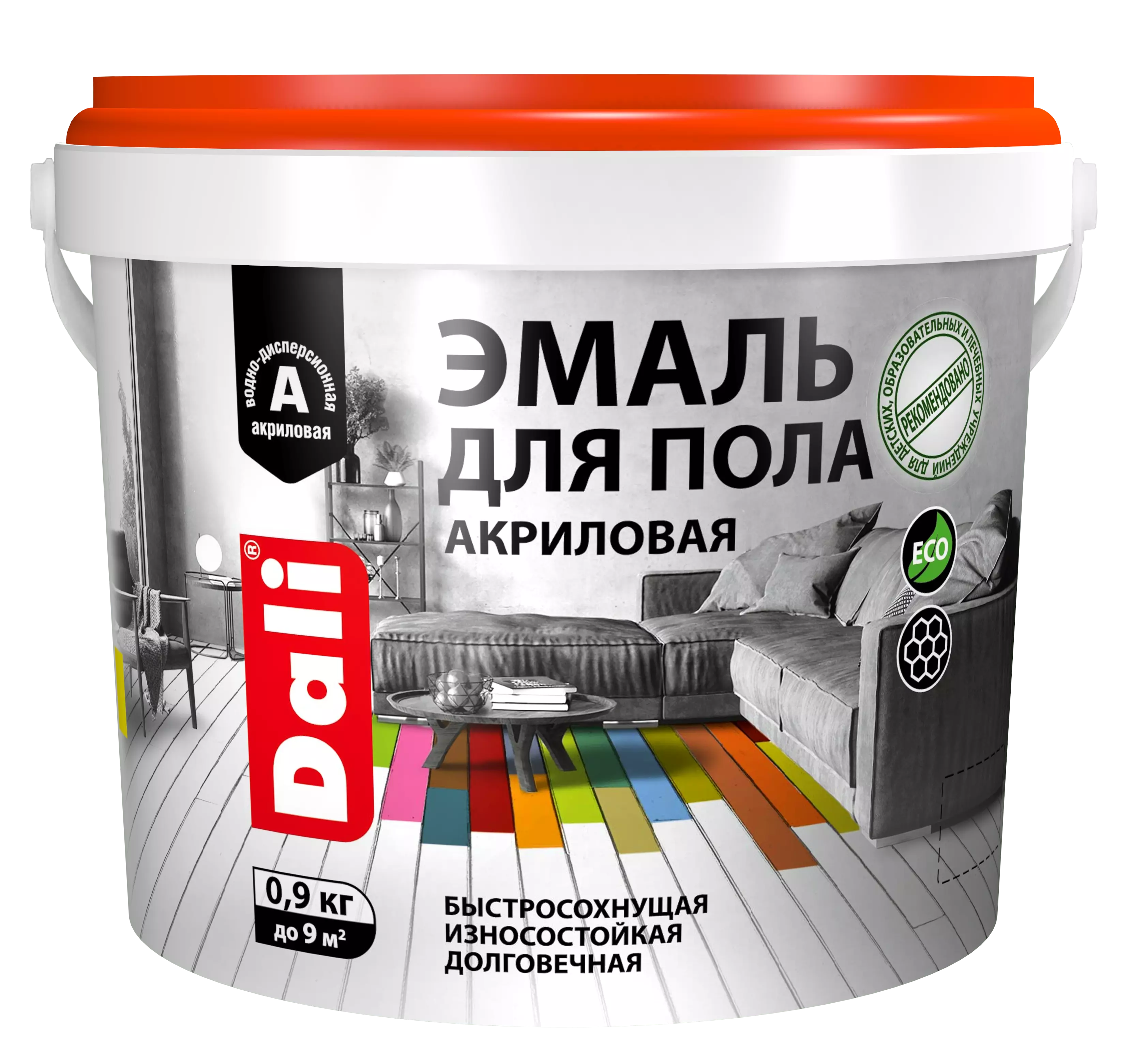 Эмаль Dali для пола акриловая BW 0.9кг