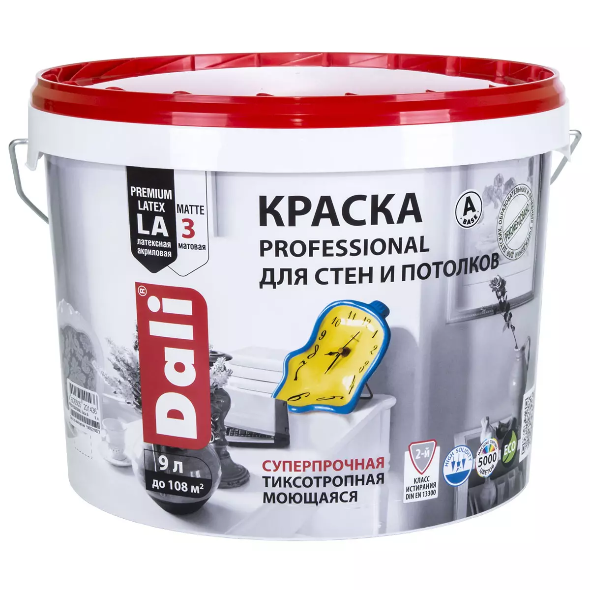 Краска DALI интерьерная акриловая для стен и потолков белая 9л
