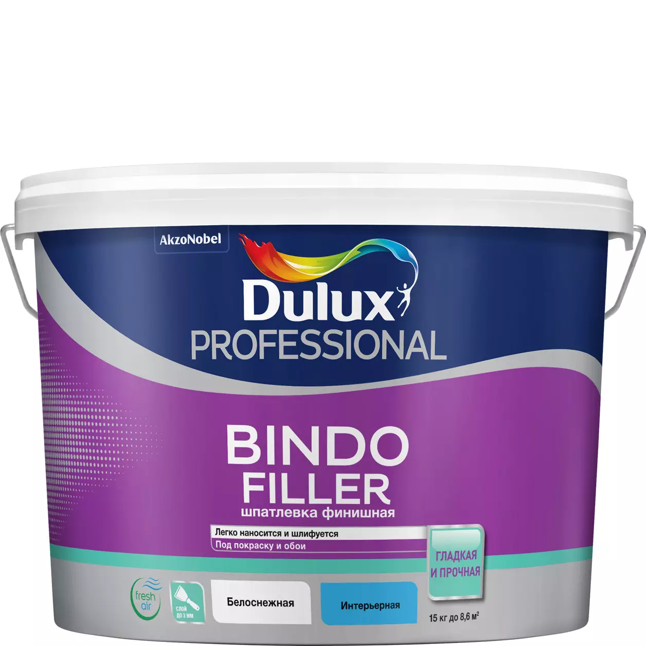 Dulux BINDO FILLER финишная шпатлевка под покраску и обои белый 15кг