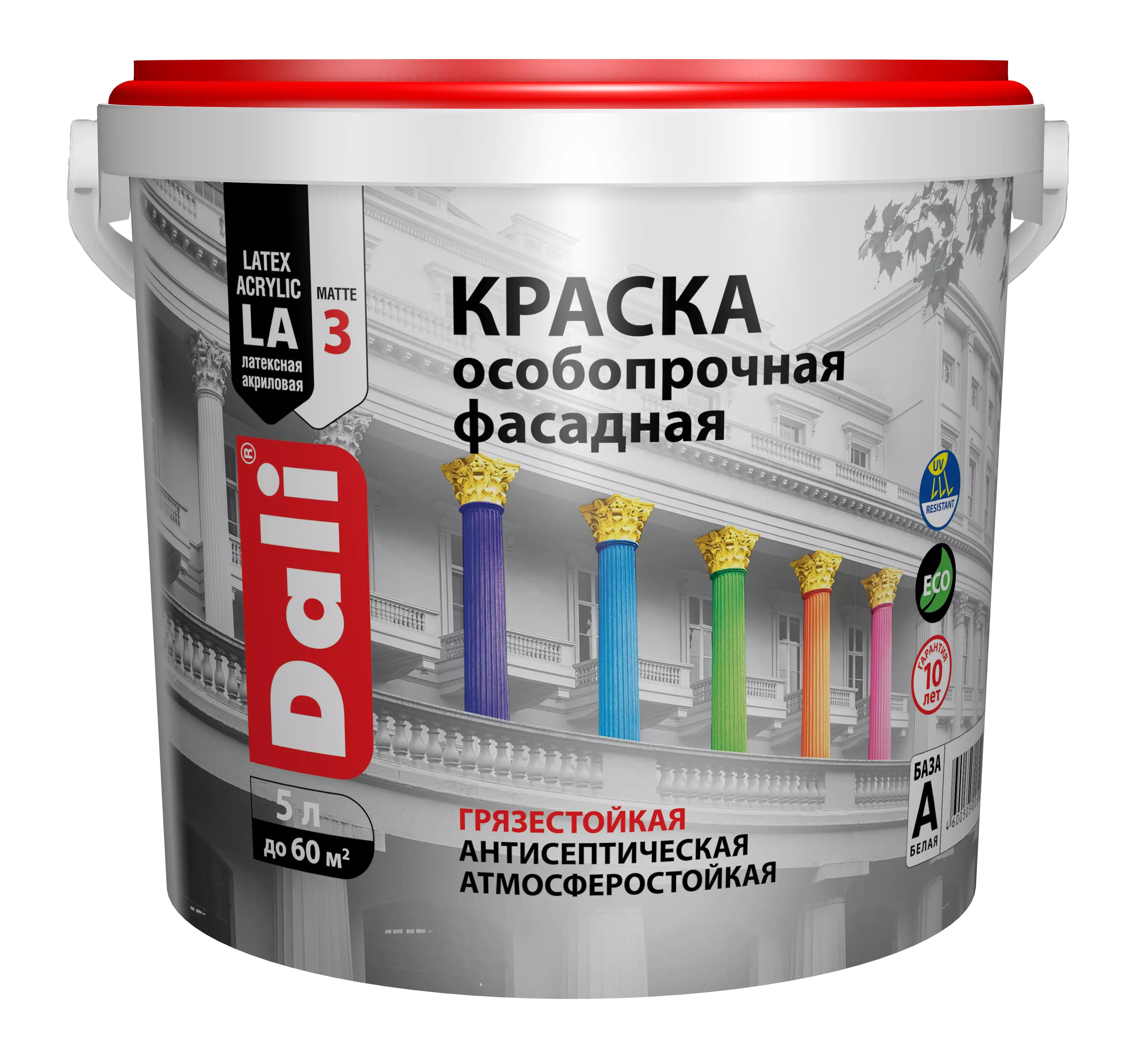 Краска DALI особопрочная фасадная акриловая BW 5л