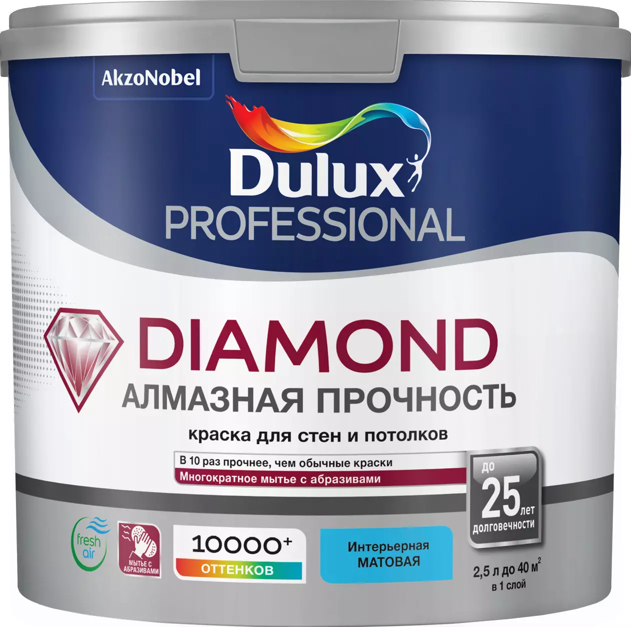 Dulux Diamond Matt белая, светлые тона 2.5л